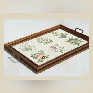 botanical tiles vintage serving tray- Tilecrafts Staffordshire England